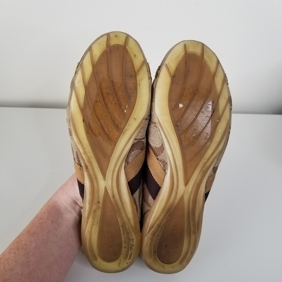 Coach Bronze Gold Canvas Logo Ballet Flats Size 6B - Picture 2 of 10